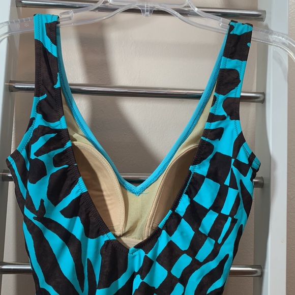 GOTTEX Brown & Turquoise Animal Print Tank One Piece Swimsuit - Picture 5 of 9
